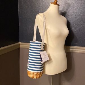 Blue and white striped Wine Bottle Basket